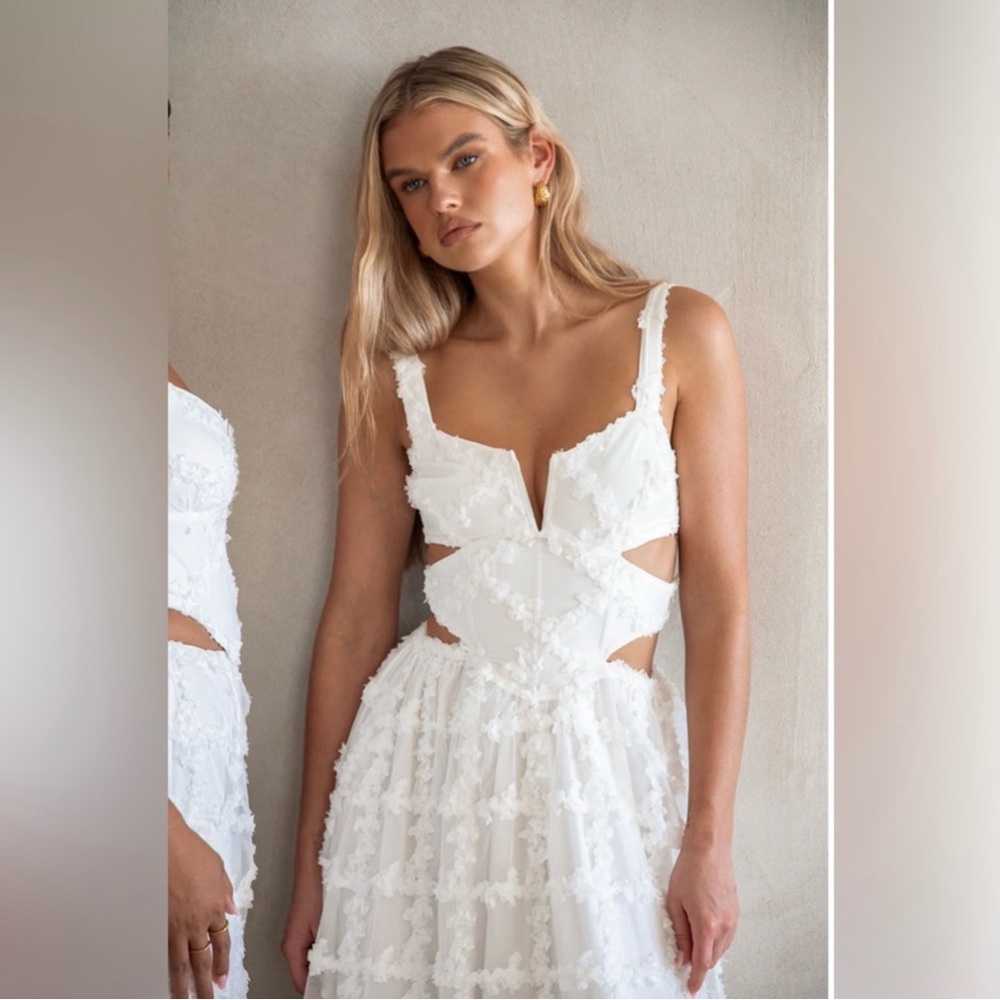 Sabo Luxe Kensington Cutout Waist Bridal Wedding Midi Dress